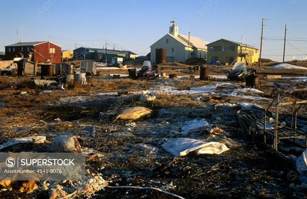 shishmaref village (inuit) with church. alaska. 
