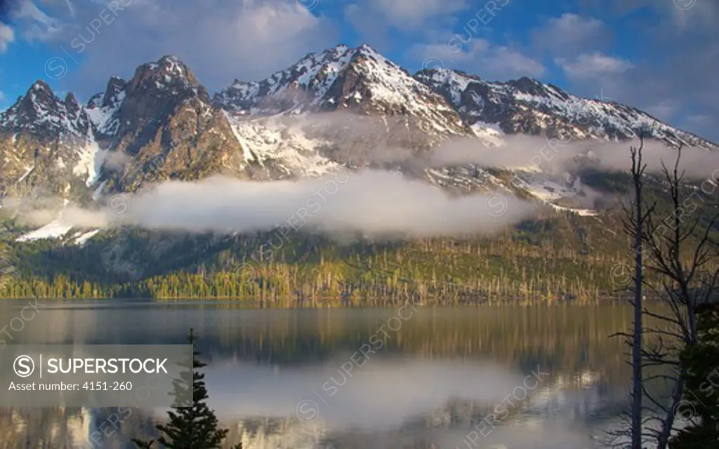 USA, Wyoming, Grand Teton National Park, Landscape with Jenny Lake and mountain range