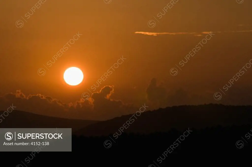Silhouette of mountains at sunset