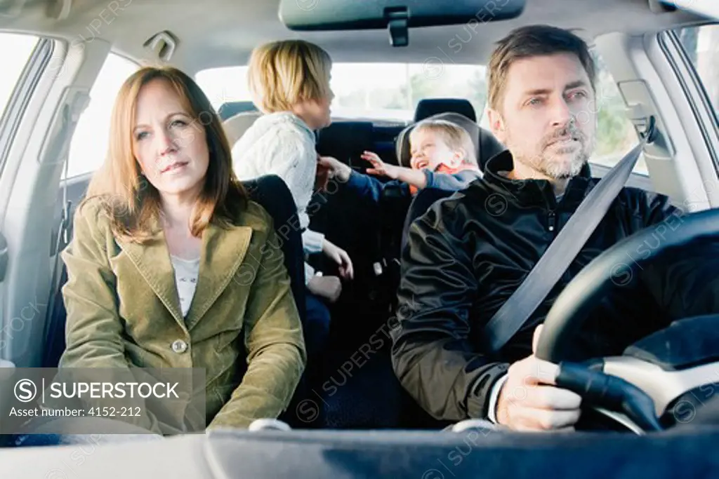Family travel in a car