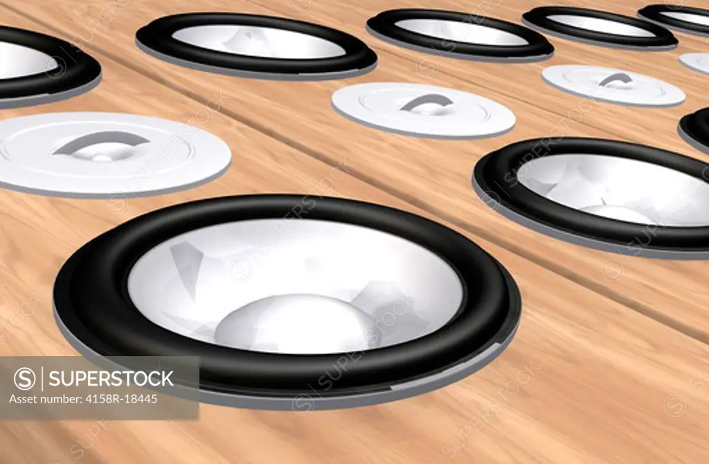 abstract wooden speakers background facing up