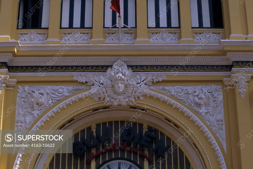 VIETNAM, HO CHI MINH CITY (SAIGON), POST OFFICE, DETAIL, FRENCH COLONIAL ARCHITECTURE