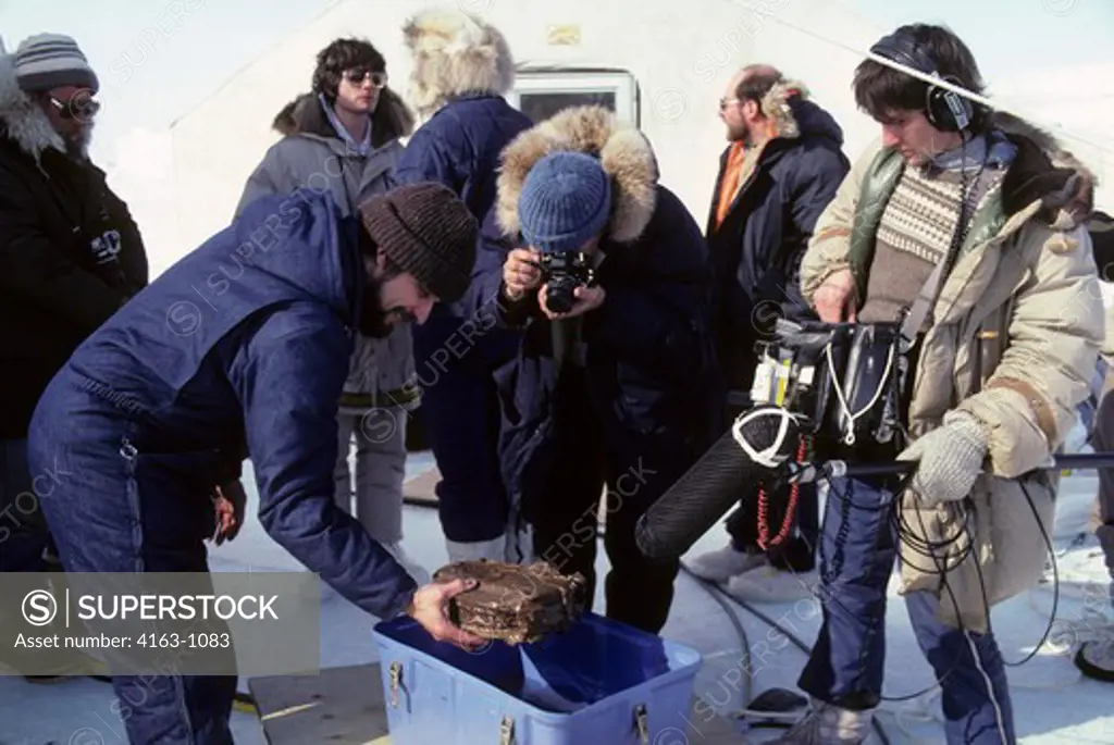 CANADA, BEECHY ISLAND, 1983 NATIONAL GEOGRAPHIC EXPEDITION CAMP, ARTIFACT FROM JOHN FRANKLIN EXPEDITION 1845