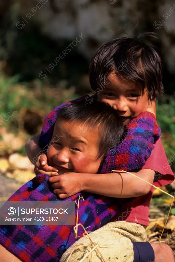 BHUTAN, NEAR PARO, LOCAL CHILDREN