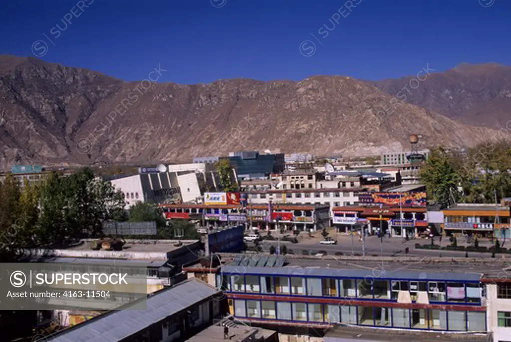 CHINA, TIBET, LHASA, OVERVIEW OF NEW CITY