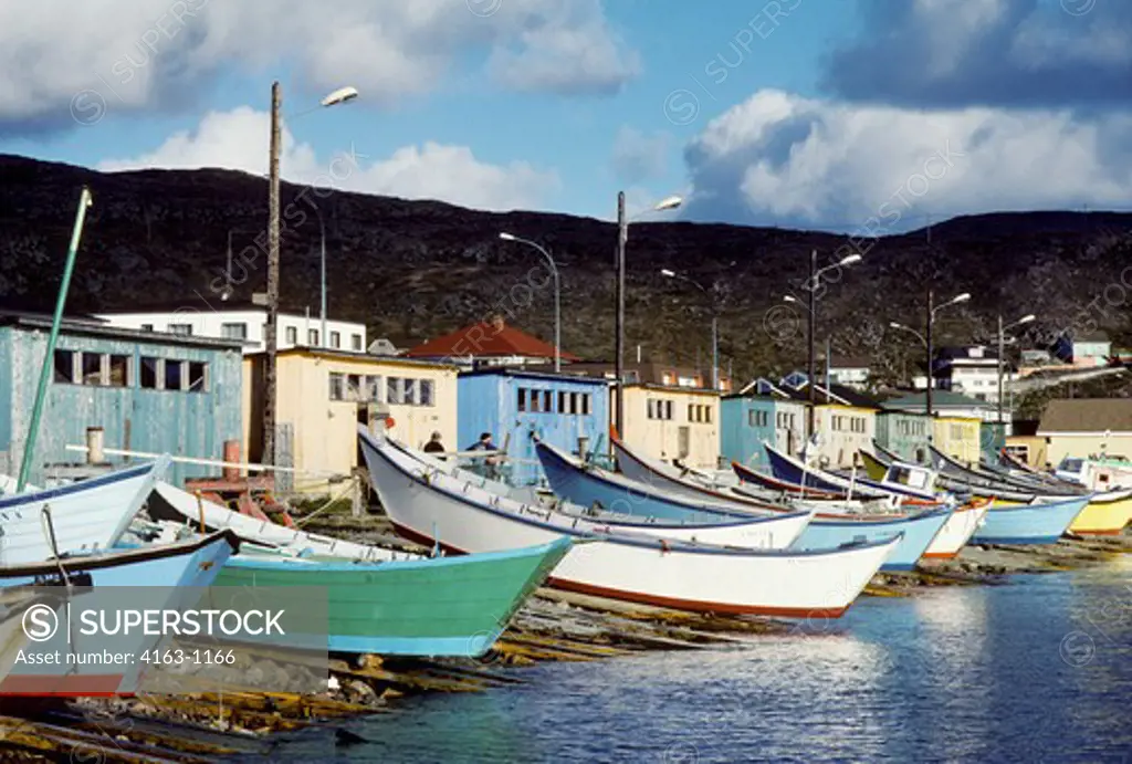 ST. PIERRE & MIQUELON ISL. (FRENCH ISLANDS), ST. PIERRE, FISHING BOATS AND HUTS