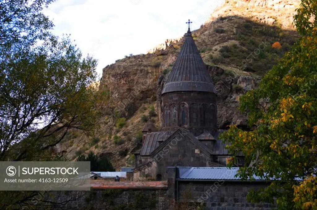 ARMENIA, NEAR YEREVAN, ANCIENT ARMENIAN MONASTERY OF GEGHARD (PARTLY CARVED INTO ROCK)