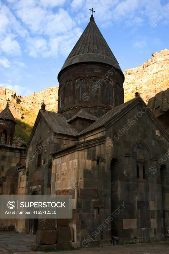 ARMENIA, NEAR YEREVAN, ANCIENT ARMENIAN MONASTERY OF GEGHARD (PARTLY CARVED INTO ROCK)