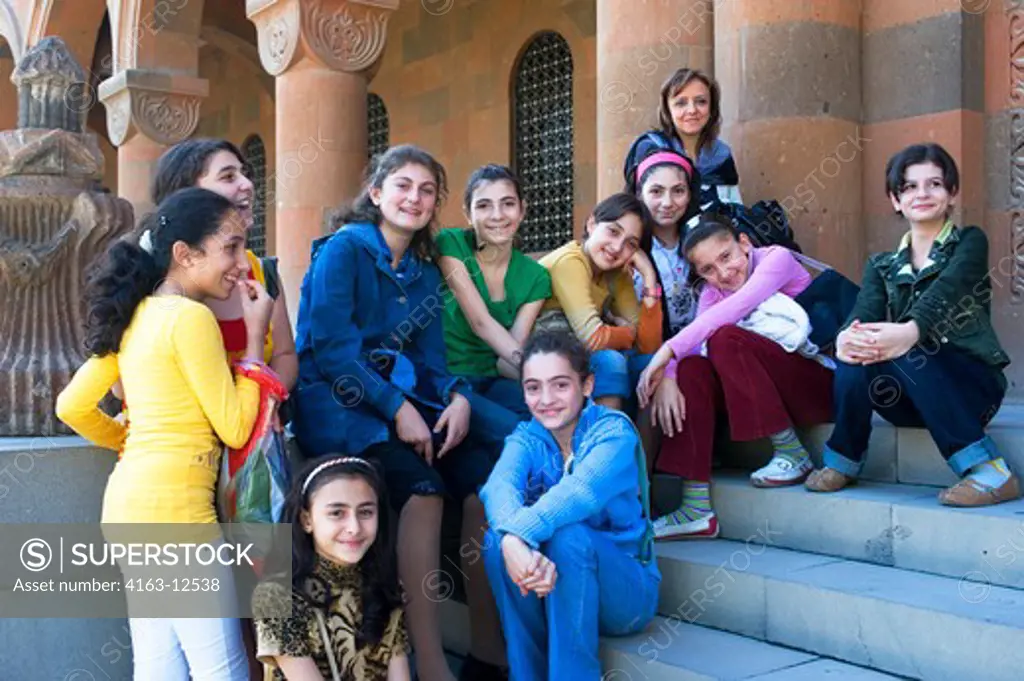 ARMENIA, NEAR YEREVAN, GROUP OF ARMENIAN GIRLS