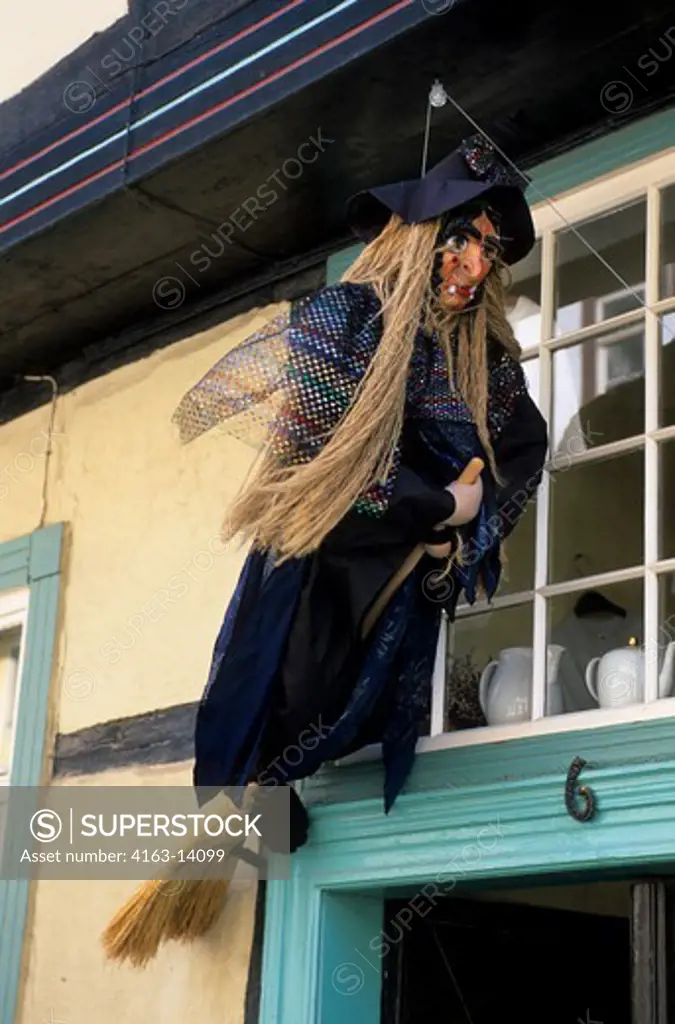 GERMANY, NEAR MAGDEBURG, QUEDLINBURG (UNESCO WORLD HERITAGE SITE), WITCH RIDING BROOM
