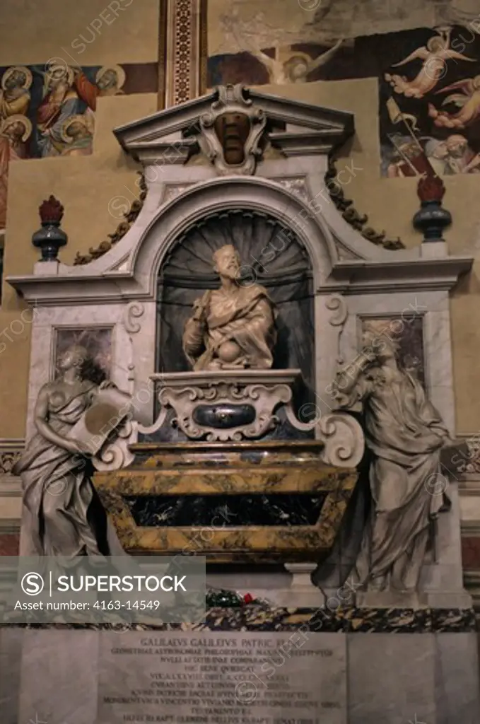 ITALY, FLORENCE, SANTA CROCE CHURCH, INTERIOR, FUNERARY MONUMENT TO GALILEO GALILEI