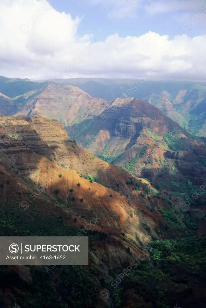 USA, HAWAII, KAUAI, AERIAL VIEW OF WAIMEA CANYON