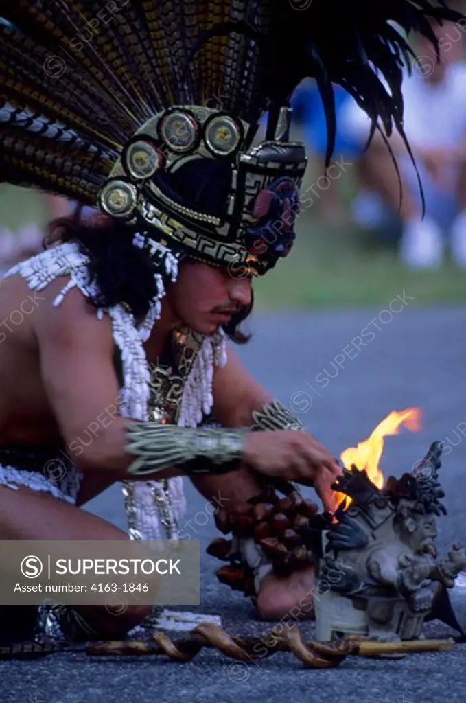 AZTEC TRADITIONAL DANCE PERFORMANCE, FIRE DANCE (MEXICO)