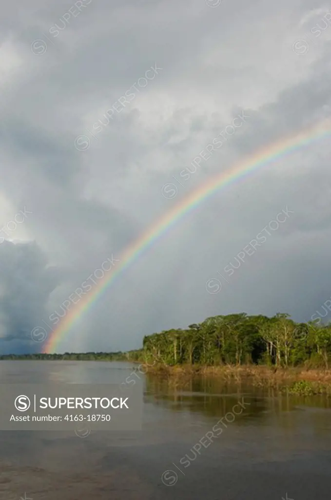 PERU, AMAZON RIVER BASIN, NEAR IQUITOS, MARANON RIVER, RAINBOW