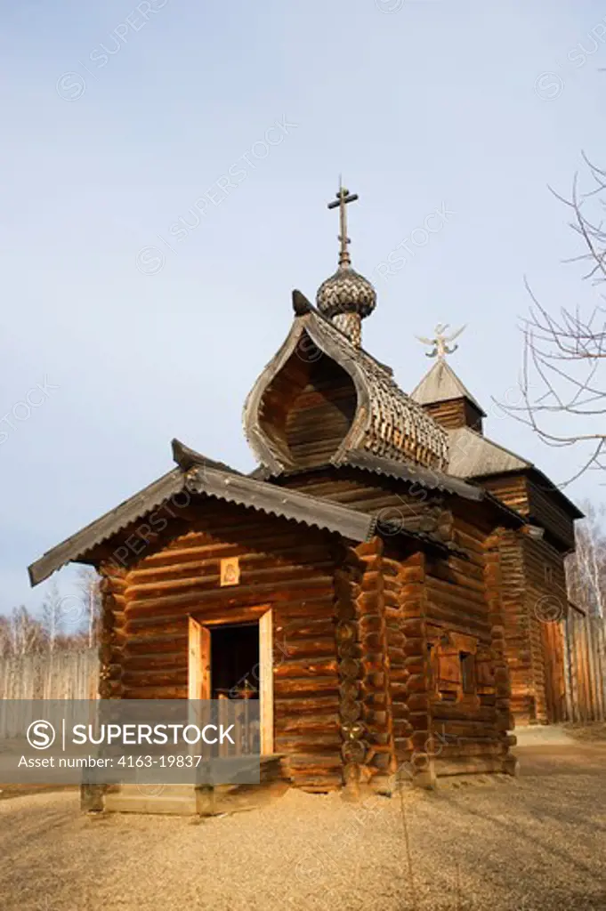 RUSSIA, SIBERIA, NEAR IRKUTSK, TALTSY OPEN-AIR MUSEUM OF WOODEN ARCHITECTURE, CHURCH