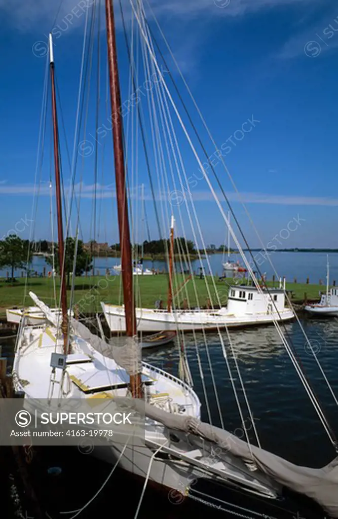 Usa, Maryland, Chesapeake Bay, St. Michaels, Maritime Museum, Boats