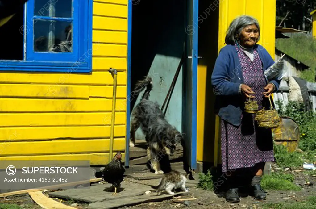 Chile, Navarino Island, Old Indian Lady, Yamana (Yaghan) People