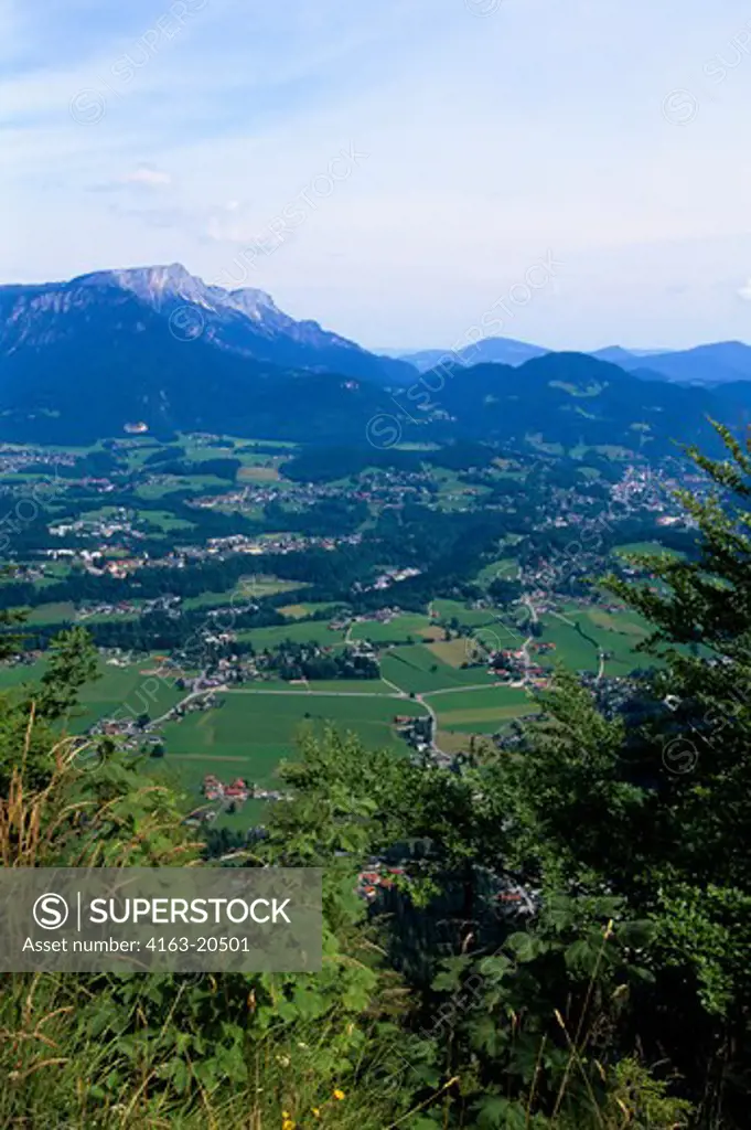 Germany, Bavaria, Berchtesgaden, Grunstein Mtn, View Of Untersberg And Schonau