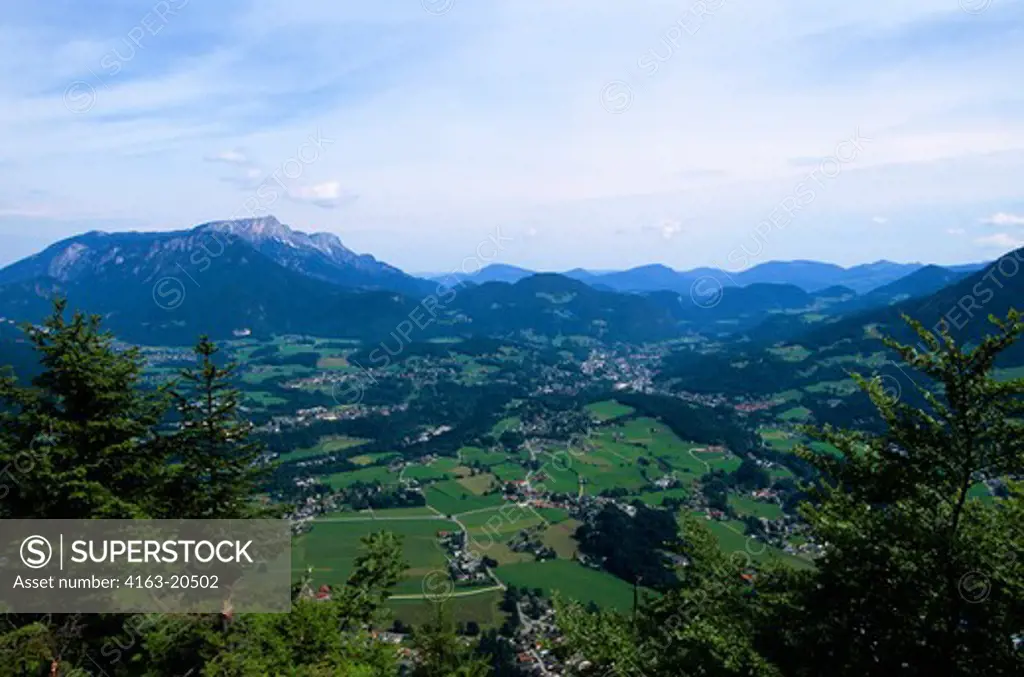 Germany, Bavaria, Berchtesgaden, Grunstein Mtn, View Of Untersberg And Schonau