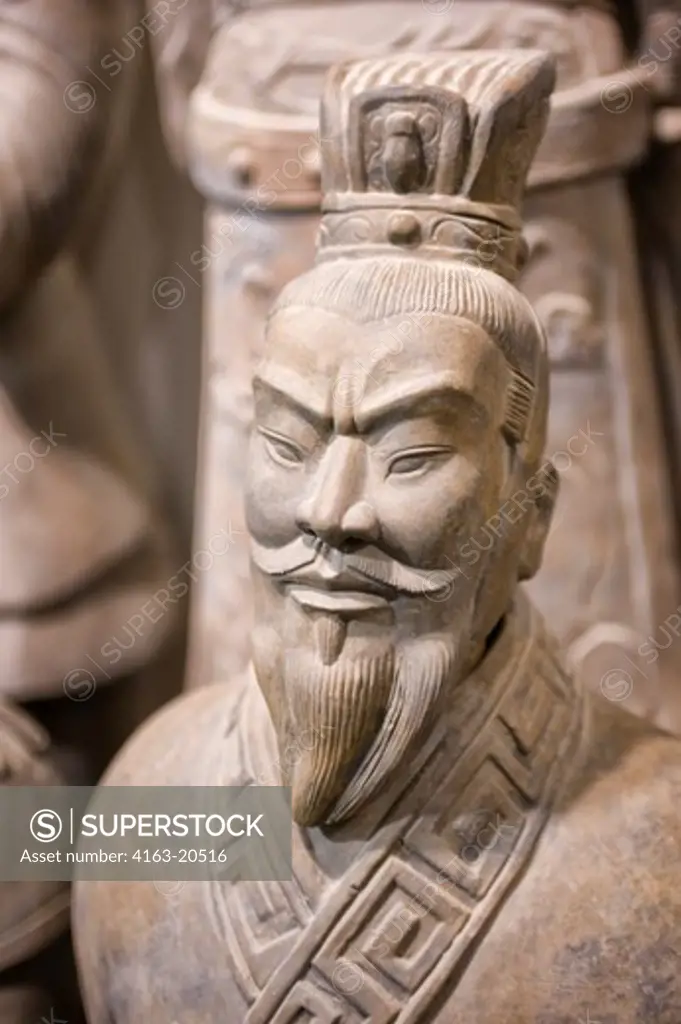 China, Xian, Museum For The Terracotta Army Of Emperor Qin, Close-Up Of Terracotta Soldier