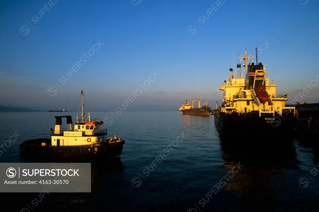 Honduras, Puerto Cortes, Port, Freighters, Tugboat