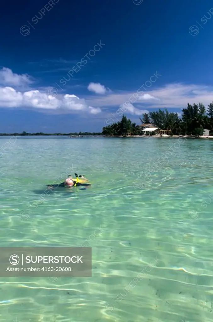 Honduras, Bay Islands, Utila Island, Tourist Snorkeling