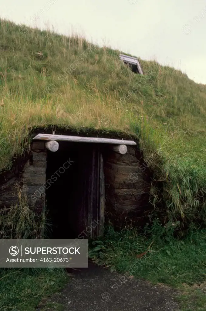 Canada, Newfoundland, L'Anse Aux Meadows Nhp, Replicas Of Norse Sod Houses From 1000 Years Ago, Door