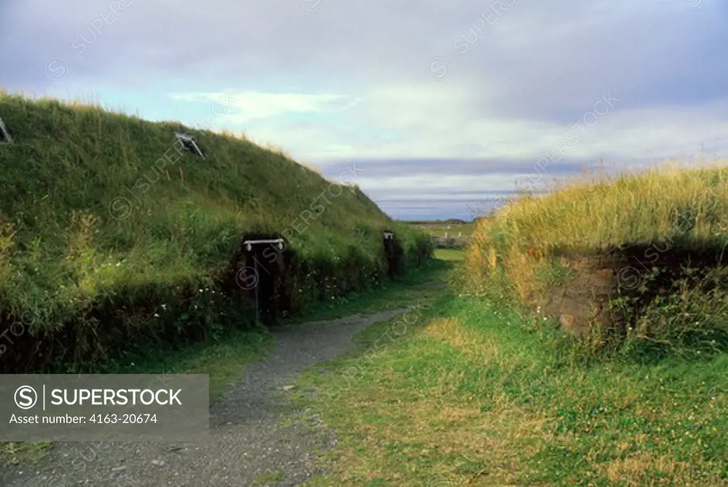 Canada, Newfoundland, L'Anse Aux Meadows Nhp, Replicas Of Norse Sod Houses From 1000 Years Ago