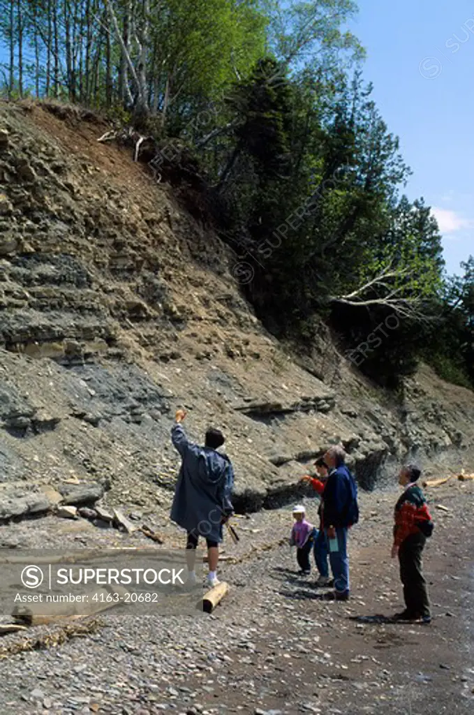 Canada, Quebec, Gaspe, Miguasha National Park, Cliffside Where Fossils Are Being Found
