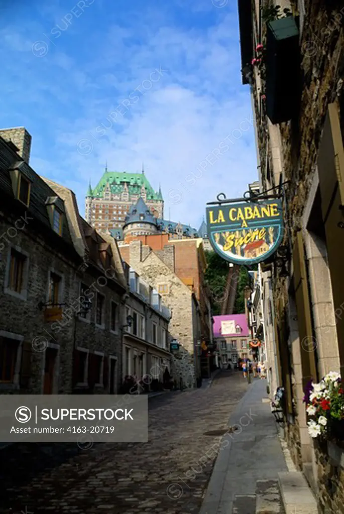 Canada, Quebec City, View Of Hotel Frontenac, Streetscene