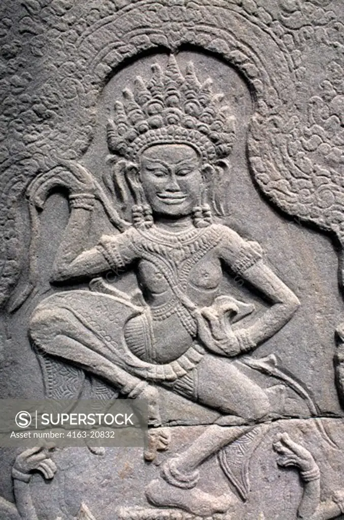 Cambodia, Angkor, Angkor Thom, Bayon Temple, Bas-Relief, Apsara