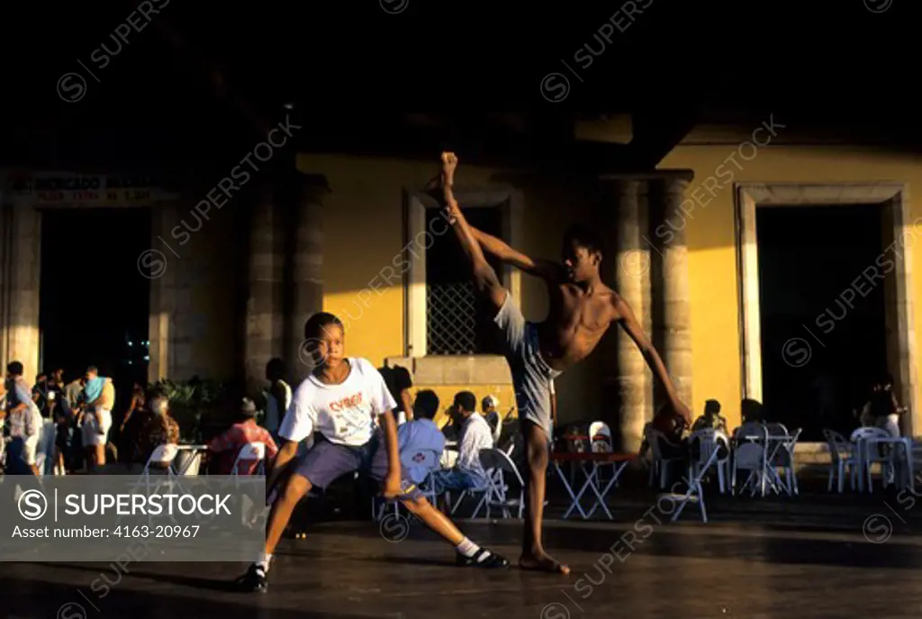 Brazil, Salvador De Bahia, Modelo Market, Local Boys Demonstrating Capoeira (Martial Arts)