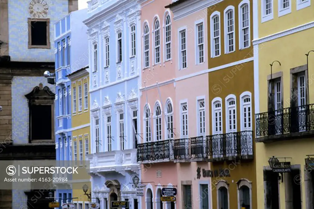 Brazil, Salvador De Bahia, Street Scene, Colonial Houses