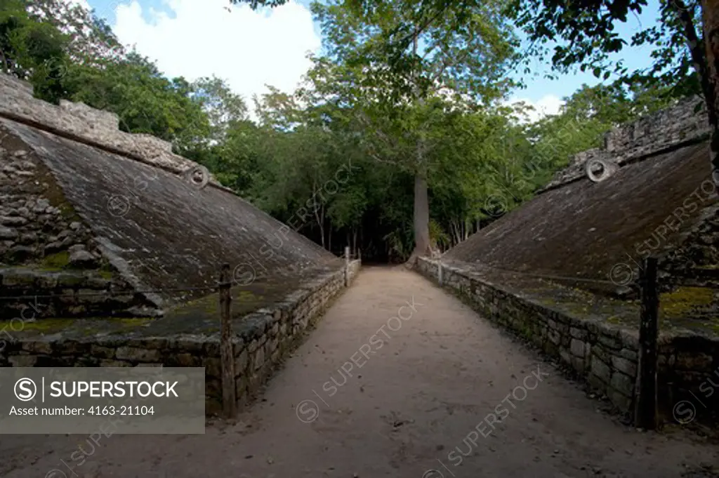 Mexico, Yucatan Peninsula, Near Cancun, Maya Ruins Of Coba, Group Of Coba 300-600Ad, Ball Court
