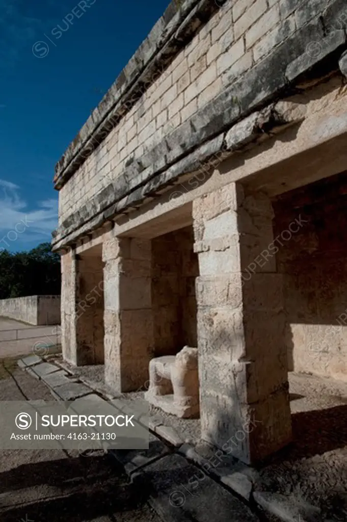 Mexico, Yucatan Peninsula, Near Cancun, Maya Ruins Of Chichen Itza, Temple Of The Jaguar, Stone Carvings
