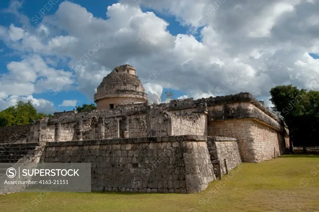 Mexico, Yucatan Peninsula, Near Cancun, Maya Ruins Of Chichen Itza, Southern Part, The Circular Building El Caracol, The Observatory