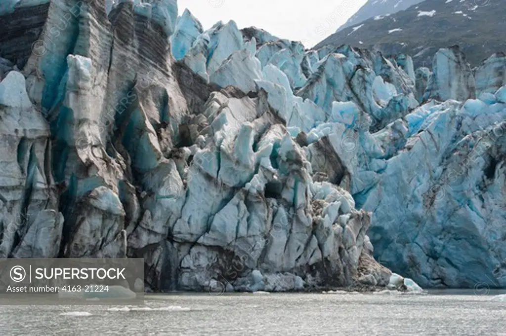 View of glacier face of Lamplugh Glacier in Johns Hopkins Inlet in Glacier Bay National Park, Alaska, USA
