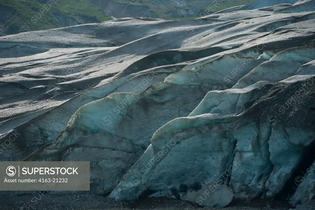 Close-up view of glacier face of Reid Glacier in Glacier Bay National Park, Alaska, USA