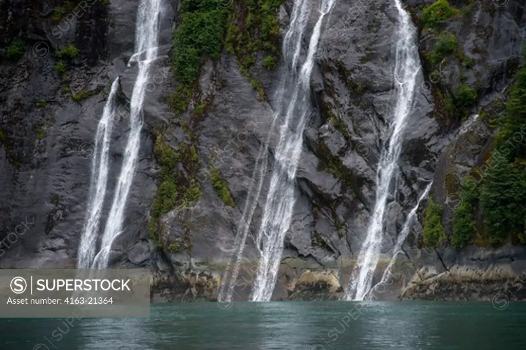 View of waterfall at Fords Terror, Endicott Arm, Tongass National Forest, Alaska, USA