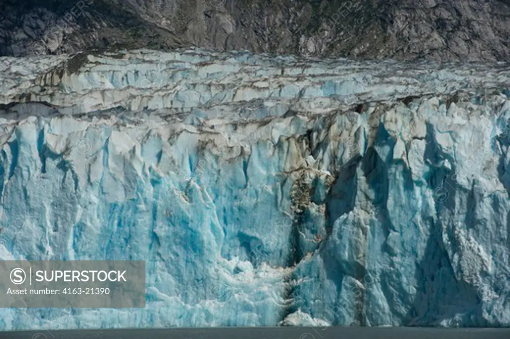 View of the glacier face of the Dawes Glacier, a tidal glacier, Endicott Arm, Tongass National Forest, Alaska, USA