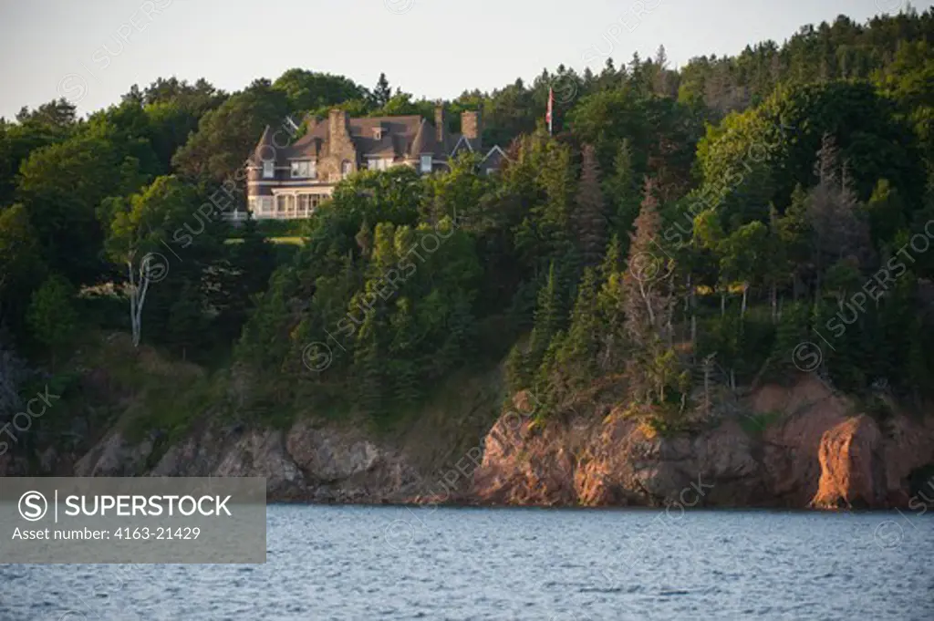 View Of The Alexander Graham Bell Estate And House From Bras D'Or Lake Near Baddeck, Nova Scotia, Canada