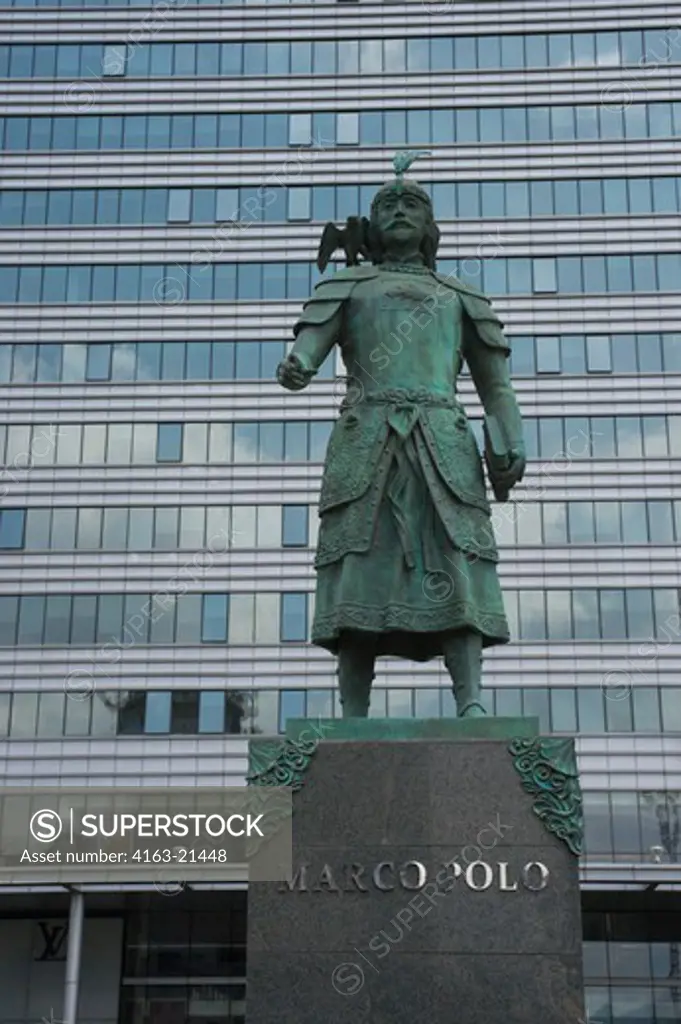 Statue Of Marco Polo In Front Of Central Tower In Downtown Ulaanbaatar, Mongolia