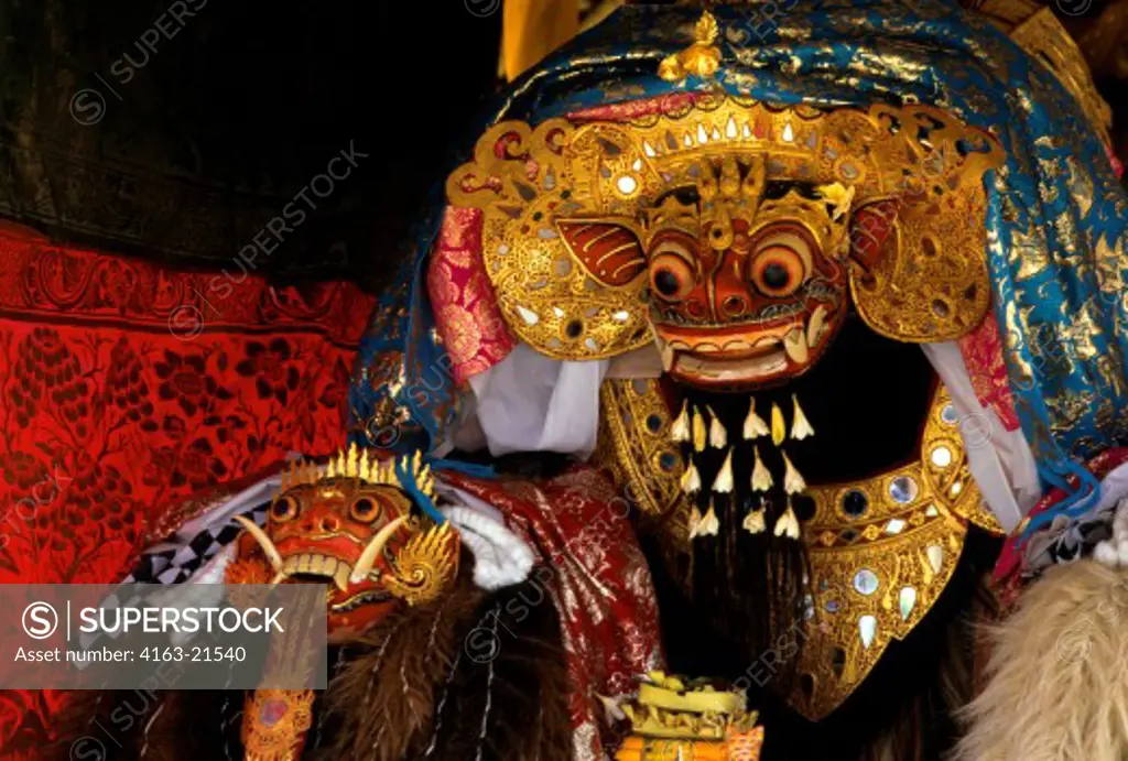 INDONESIA, BALI, SMALL TEMPLE, CEREMONY, BARONG DANCE MASKS