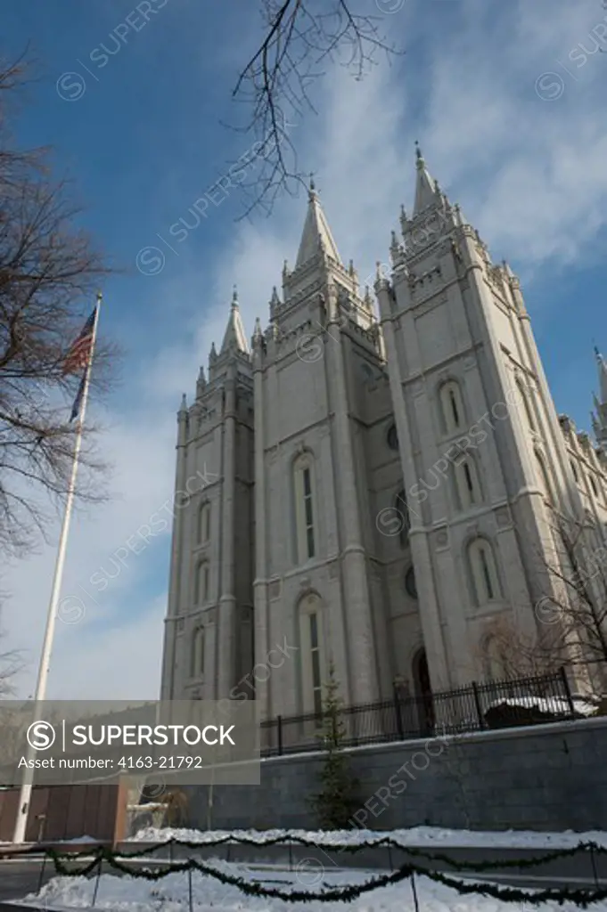View Of Salt Lake Temple On Historic Temple Square In Downtown Salt Lake City In UtahUSA,