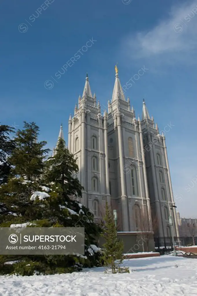 View Of Salt Lake Temple At Historic Temple Square In Downtown Salt Lake City In UtahUSA,