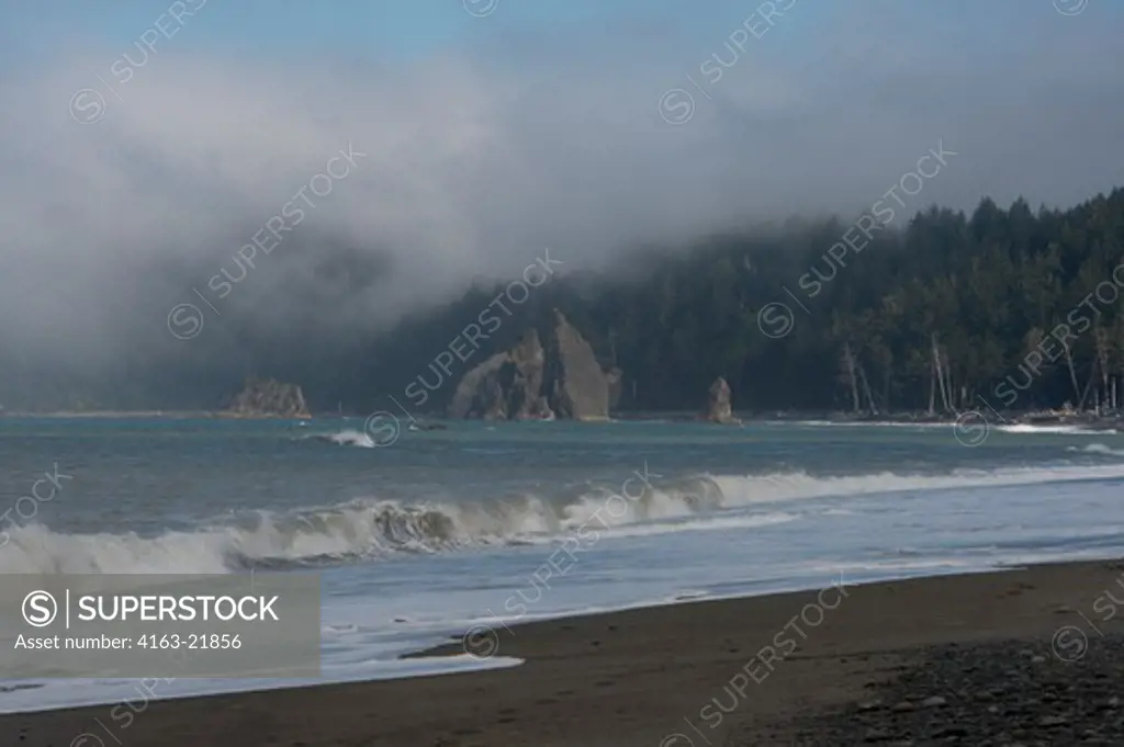 Fog Bank Over Rialto Beach On The Coast Of The Olympic Peninsula In The Olympic National Park In Washington StateUSA,