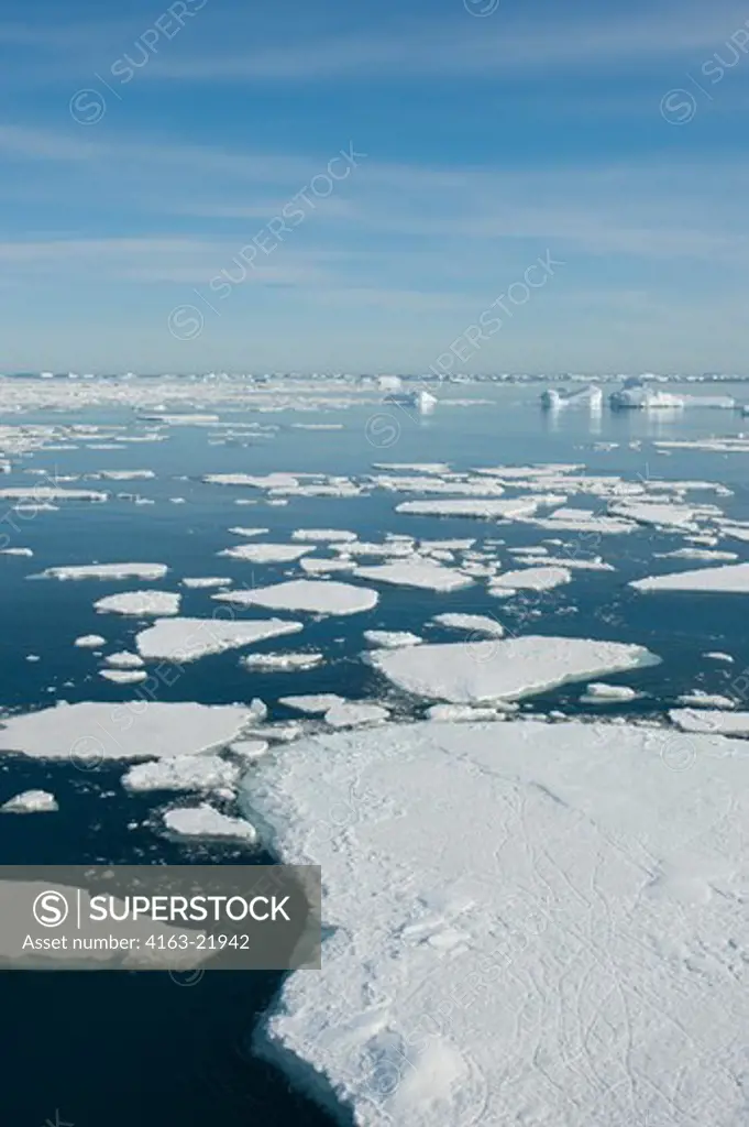 Antarctica, Peninsula Area, Devil Island, Pack Ice And Small Icebergs