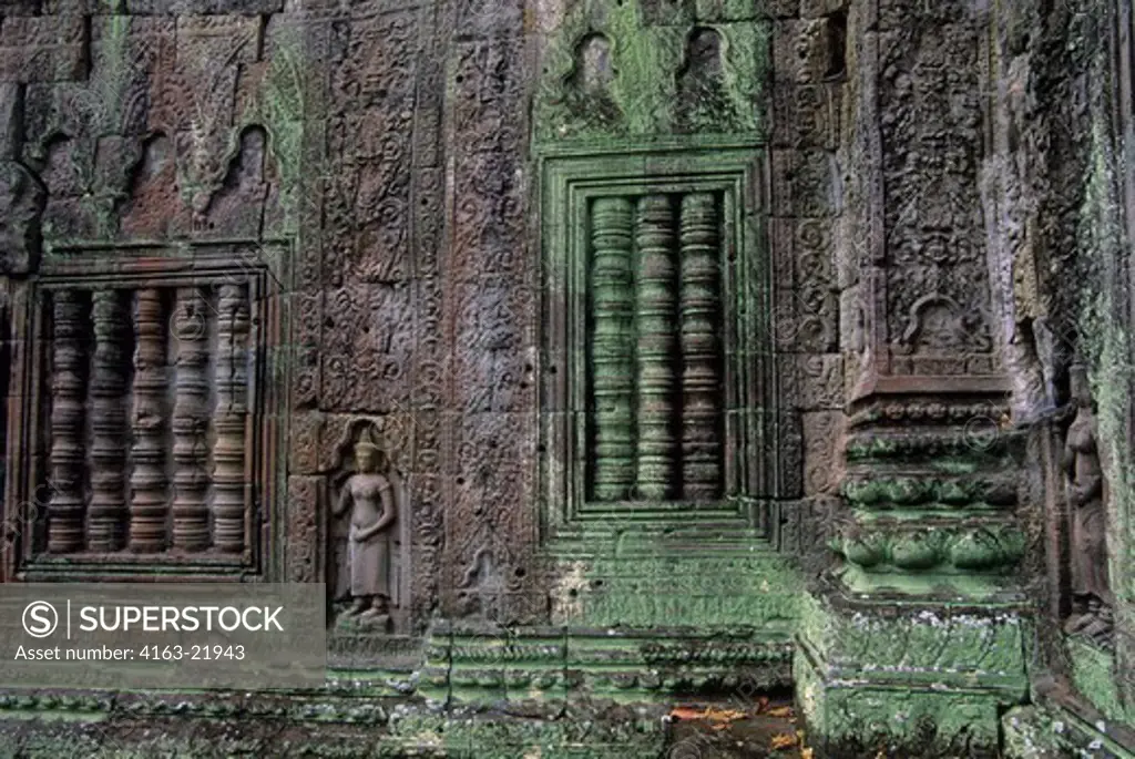 Bas-Relief Carvings At The Hall Of Dancers At Preah Khan Temple In Angkor, Siem Reap, Cambodia