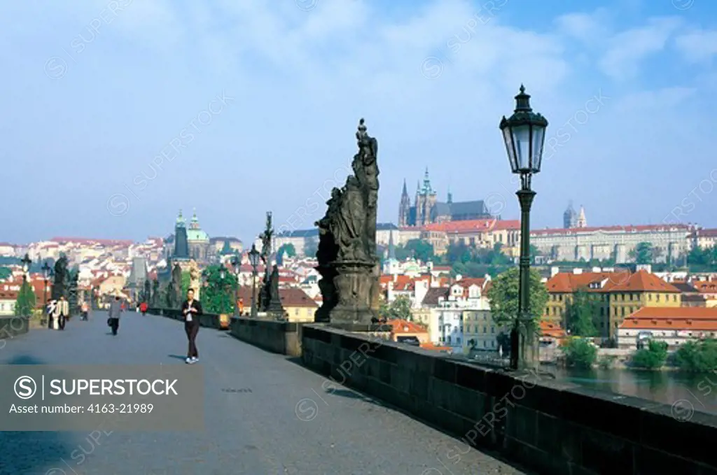 Czech Republic, Prague, Charles Bridge And Prague Castle
