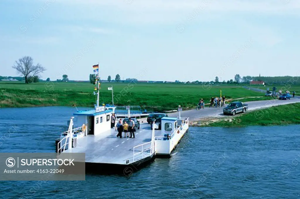 Germany, Near Torgau, Elbe River, Ferry